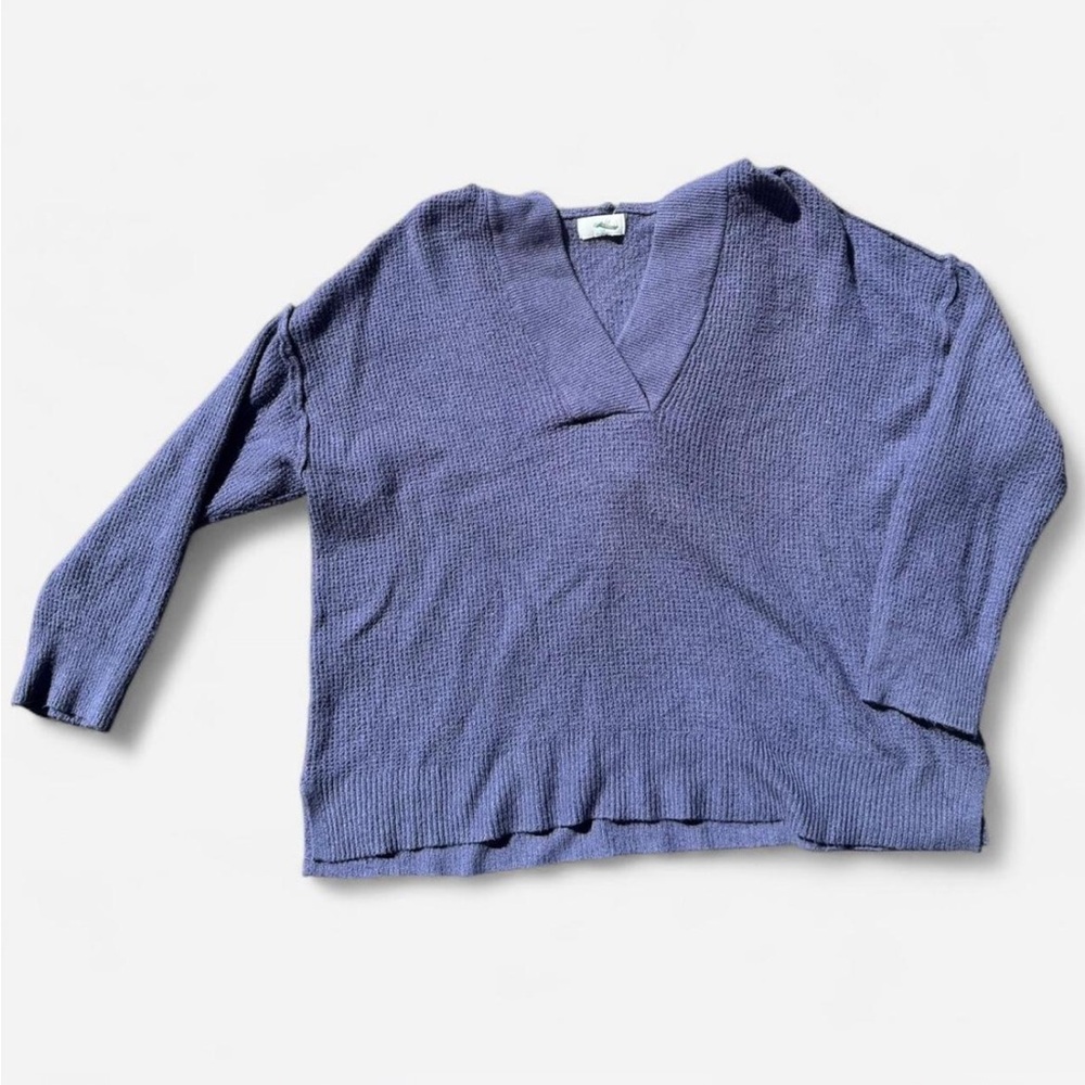 Aerie Navy V-Neck Hooded Sweater